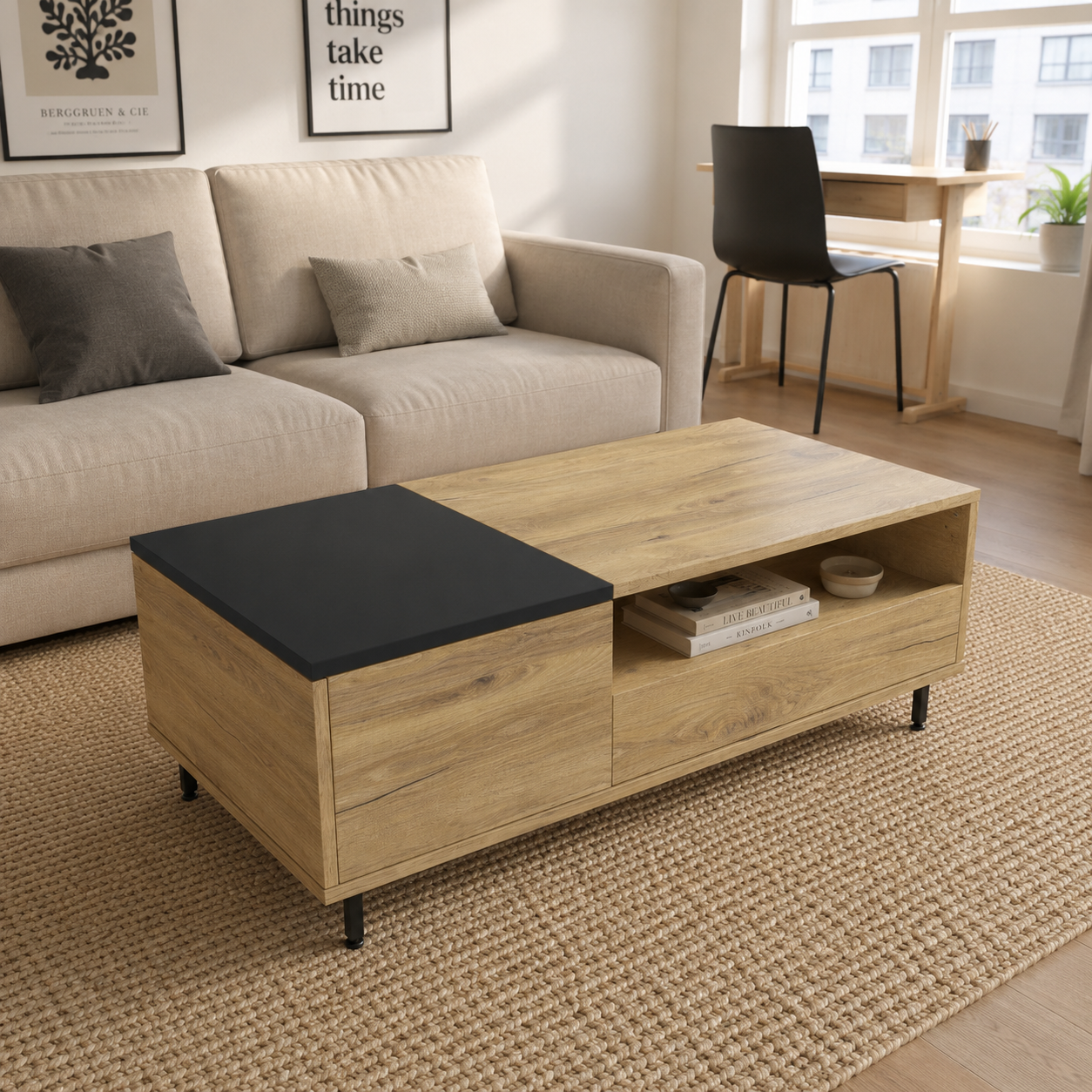 table basse bois led
