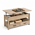 Table basse 3 en 1 avec Plateau Relevable et Rangement ouvert et Caché Transformable en Table à Manger Pliante chene