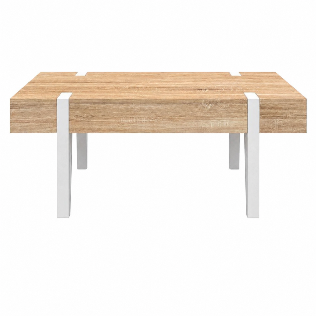 Table basse industrielle bois et métal avec tiroir | Forge