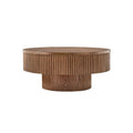 Table basse ronde en bois brun vif