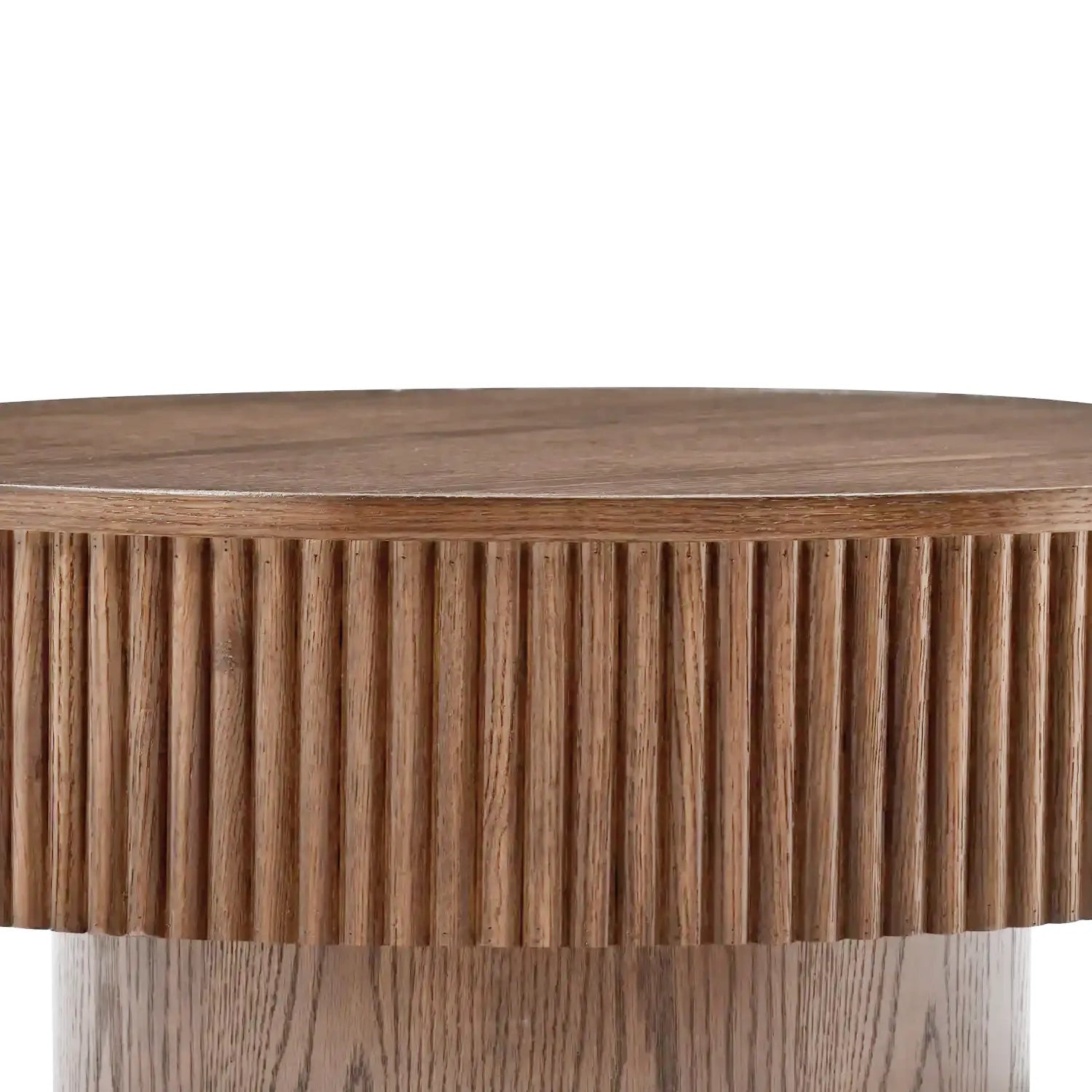 Table basse ronde en bois brun vif