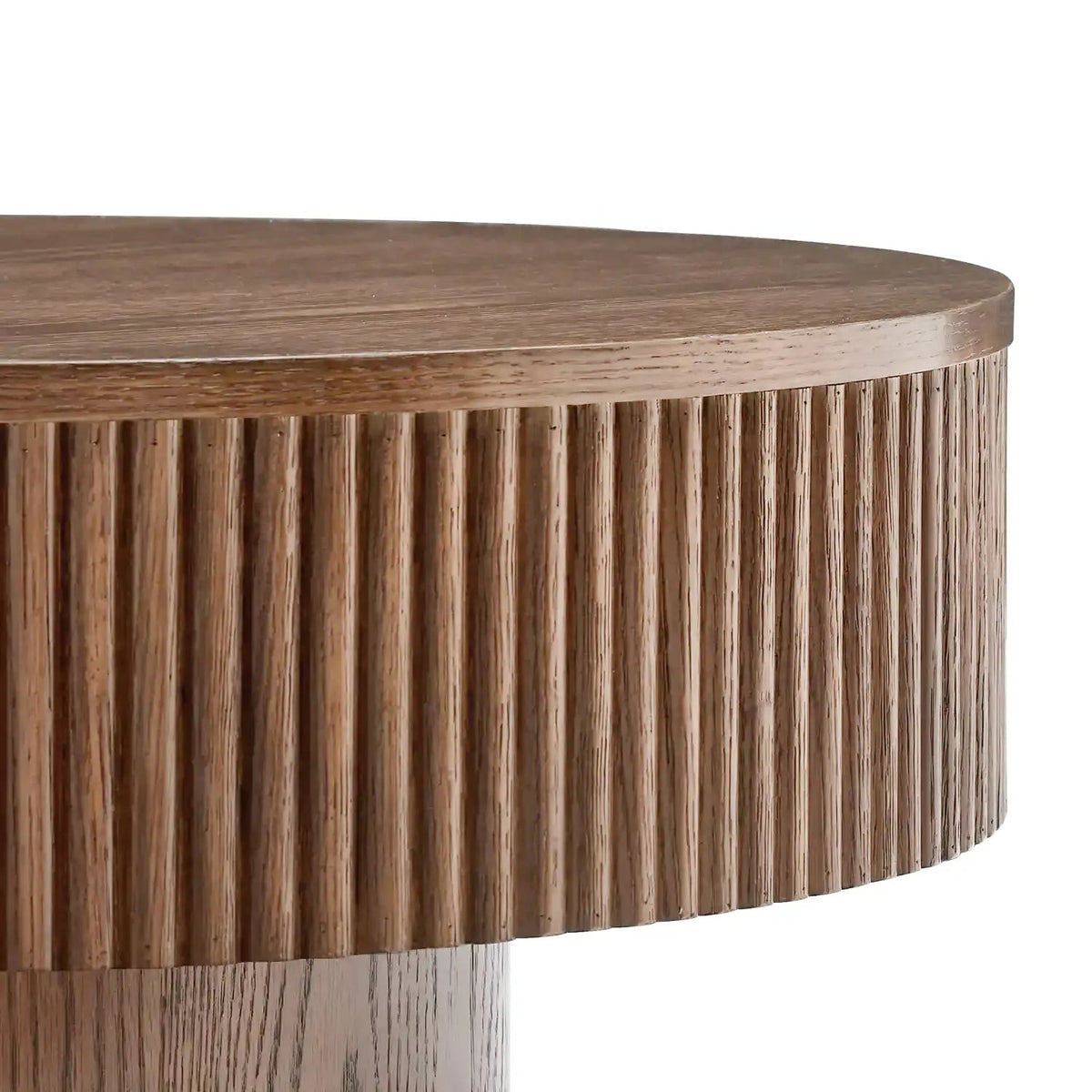 Table basse ronde en bois brun vif